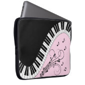 Klaviertastatur Schwarz-Weiß-Musik-Design Rosa Laptopschutzhülle (Vorne Rechts)