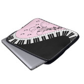 Klaviertastatur Schwarz-Weiß-Musik-Design Rosa Laptopschutzhülle (Vorne Knopf)