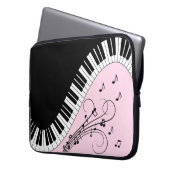 Klaviertastatur Schwarz-Weiß-Musik-Design Rosa Laptopschutzhülle (Vorderseite Links)