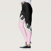 Klaviertastatur Schwarz-Weiß-Musik-Design Rosa Leggings (Links)
