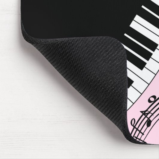 Klaviertastatur Schwarz-Weiß-Musik-Design Rosa Mousepad (Ecke)