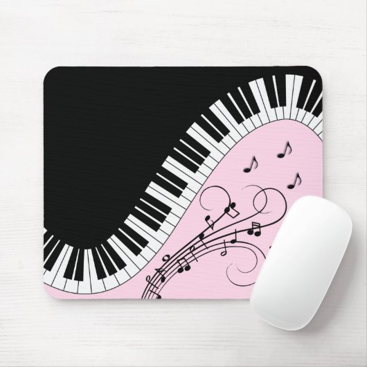 Klaviertastatur Schwarz-Weiß-Musik-Design Rosa Mousepad (Mit Mouse)