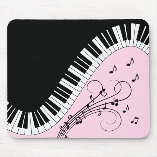 Klaviertastatur Schwarz-Weiß-Musik-Design Rosa Mousepad (Vorne)