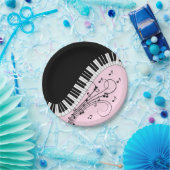 Klaviertastatur Schwarz-Weiß-Musik-Design Rosa Pappteller (Party)