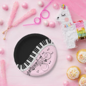 Klaviertastatur Schwarz-Weiß-Musik-Design Rosa Pappteller (Party)