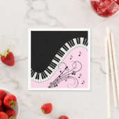 Klaviertastatur Schwarz-Weiß-Musik-Design Rosa Serviette (Beispiel)
