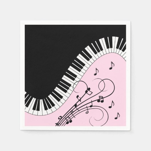 Klaviertastatur Schwarz-Weiß-Musik-Design Rosa Serviette (Vorderseite)
