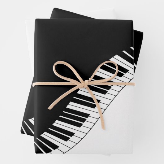 Klaviertastatur Schwarz-Weiß-Musik-Design-Tasche Geschenkpapier Set (Beispiel)