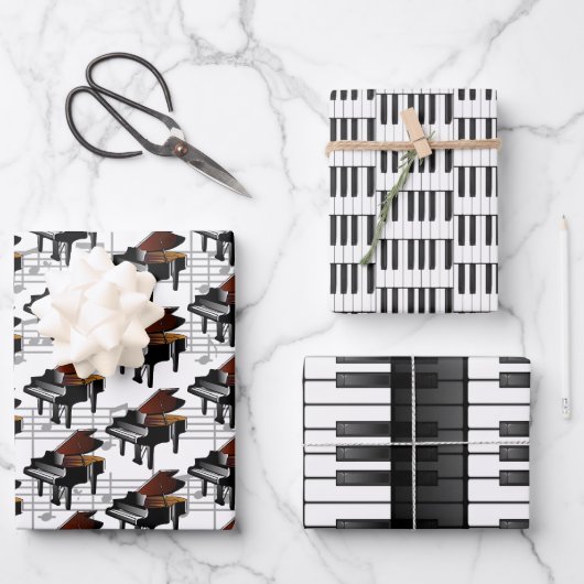 Klaviertastatur - Sets für musikalisches Design Geschenkpapier Set (Vorderseite)