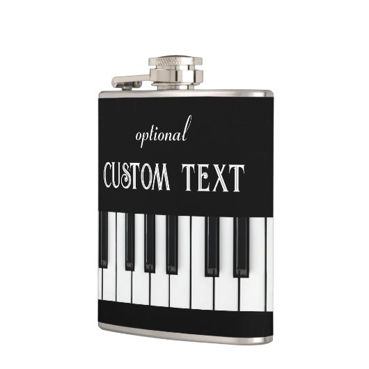 Klaviertastatur und anpassbarer Text schwarz und w Flachmann (Links)