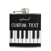 Klaviertastatur und anpassbarer Text schwarz und w Flachmann (Vorderseite)