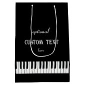 Klaviertastatur und anpassbarer Text schwarz und w Mittlere Geschenktüte (Rückseite)