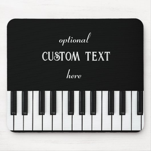 Klaviertastatur und anpassbarer Text schwarz und w Mousepad (Vorne)