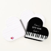 Klaviertastatur und anpassbarer Text schwarz und w Notizblock (Innenseite)