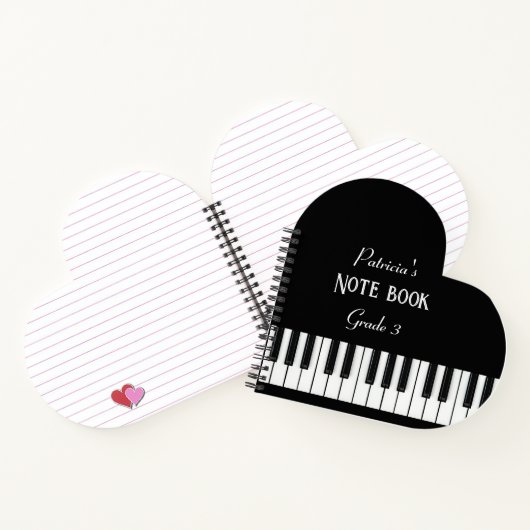 Klaviertastatur und anpassbarer Text schwarz und w Notizblock (Innenseite)