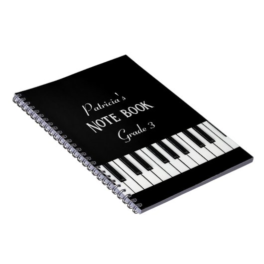 Klaviertastatur und anpassbarer Text schwarz und w Notizblock (Rechte Seite)