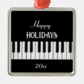 Klaviertastatur und anpassbarer Text schwarz und w Ornament Aus Metall (Vorne)