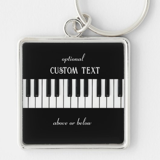 Klaviertastatur und anpassbarer Text schwarz und w Schlüsselanhänger (Vorne)
