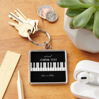 Klaviertastatur und anpassbarer Text schwarz und w Schlüsselanhänger
