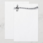 Klaviertastatur und G-Clef Briefpapier (Vorne/Hinten)