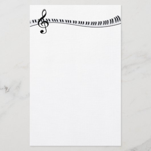 Klaviertastatur und G-Clef Briefpapier (Vorderseite)