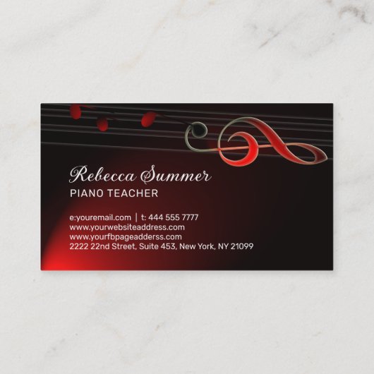 Klaviertastatur Visitenkarte (Rückseite)