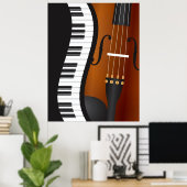 Klaviertastaturen Wavy Border mit Violin Poster (Heimbüro)