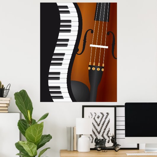 Klaviertastaturen Wavy Border mit Violin Poster (Heimbüro)