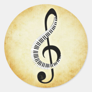 Klaviertasten auf einem Musikklub Runder Aufkleber