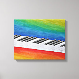 Klaviertasten auf Rainbow-Hintergrund Leinwanddruck