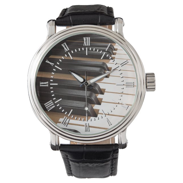 Klaviertasten aus Holz 2 Armbanduhr (Vorderseite)