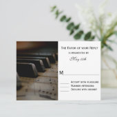 Klaviertasten Blatt Music Wedding RSVP Cards (Stehend Vorderseite)