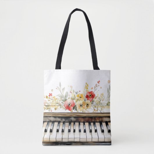 Klaviertasten & Blumenstrauß Tasche (Vorderseite)