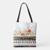 Klaviertasten & Blumenstrauß Tasche (Rückseite)