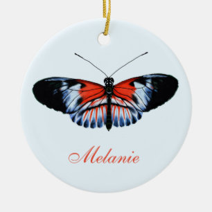 Klaviertasten Butterfly Black, Red & Blue Malerei Keramik Ornament