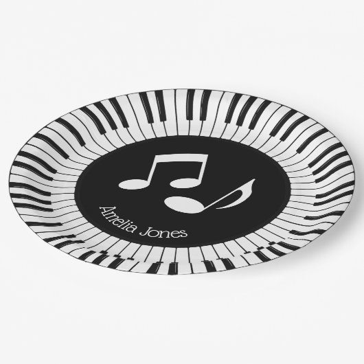 Klaviertasten Design Pappteller (Schrägansicht)