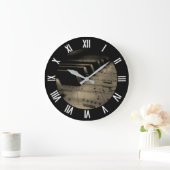 Klaviertasten für antike Musik Große Wanduhr (Zuhause)