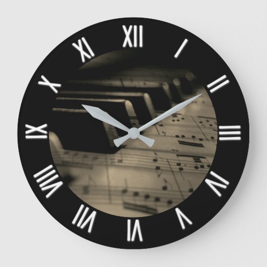 Klaviertasten für antike Musik Große Wanduhr (Vorderseite)