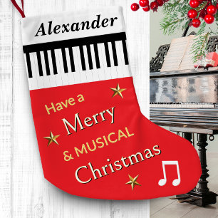 Klaviertasten in hellroter Musik-Themen-Personalis Kleiner Weihnachtsstrumpf