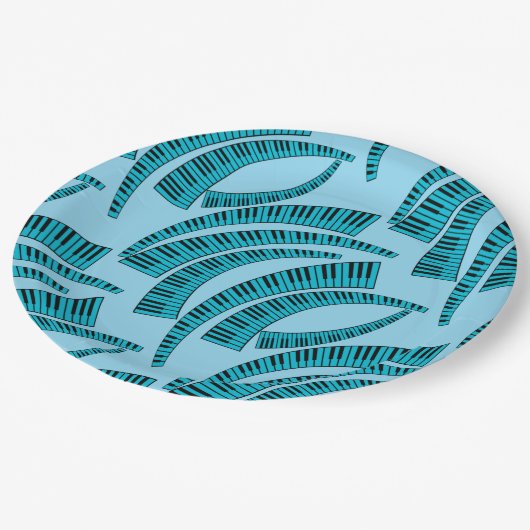 Klaviertasten kurviert pappteller (Schrägansicht)