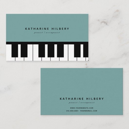 Klaviertasten Minimalistisch Blue Business Card Visitenkarte (Vorne/Hinten)