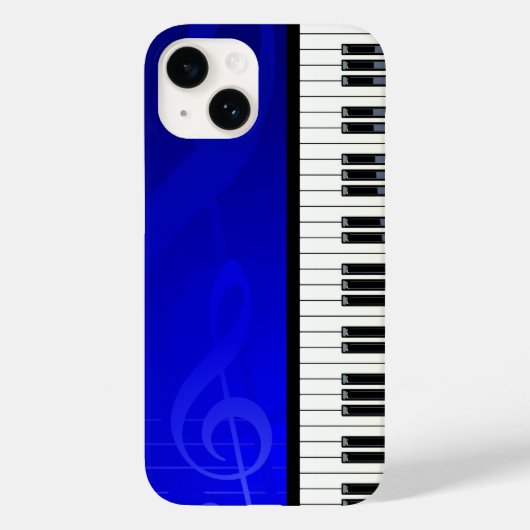 Klaviertasten mit Blue-Effekt-Noten Case-Mate iPhone Hülle (Rückseite)