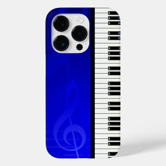 Klaviertasten mit Blue-Effekt-Noten Case-Mate iPhone Hülle (Rückseite)