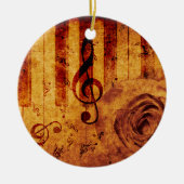 Klaviertasten mit musikalischen Noten und Rose Keramik Ornament (Vorne)