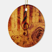 Klaviertasten mit musikalischen Noten und Rose Keramik Ornament (Links)