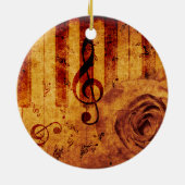 Klaviertasten mit musikalischen Noten und Rose Keramik Ornament (Hinten)