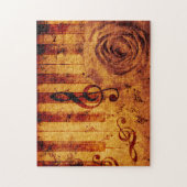 Klaviertasten mit musikalischen Noten und Rose Puzzle (Vertikal)
