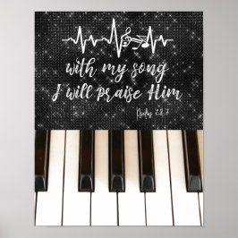 Klaviertasten mit Psalms Bible Verse Poster