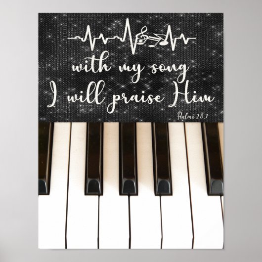 Klaviertasten mit Psalms Bible Verse Quote Poster (Vorne)
