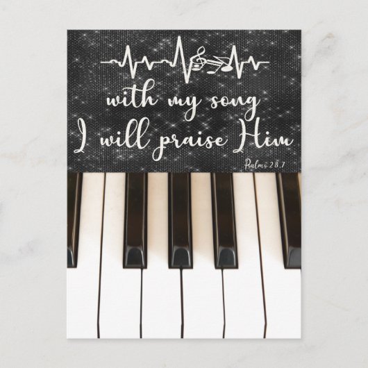 Klaviertasten mit Psalms Bible Verse Quote Postkarte (Vorderseite)